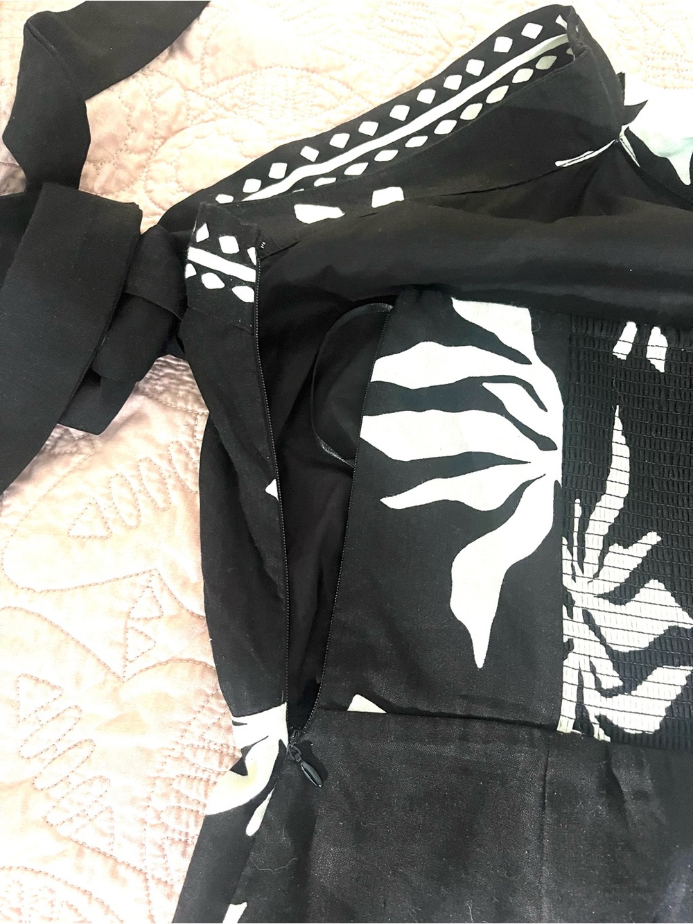Loft Black and White Fern Print Linen Blend Halter Dress - Picture 5 of 8
